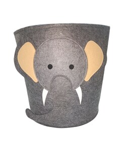 Foto 1 | Cesto Organizador De Ropa, Pañales O Juguetes Baby Room, Diseño Circular Elefante Gris/blanco.