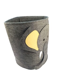 Foto 3 | Cesto Organizador De Ropa, Pañales O Juguetes Baby Room, Diseño Circular Elefante Gris/blanco.