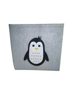 Foto 1 | Cesto Organizador De Ropa, Pañales O Juguetes Baby Room, Diseño Cuadrado Pingüino Negro/blanco Y Gris.