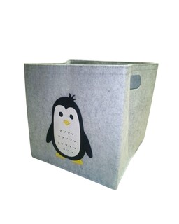 Foto 2 | Cesto Organizador De Ropa, Pañales O Juguetes Baby Room, Diseño Cuadrado Pingüino Negro/blanco Y Gris.