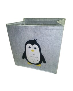 Foto 3 | Cesto Organizador De Ropa, Pañales O Juguetes Baby Room, Diseño Cuadrado Pingüino Negro/blanco Y Gris.