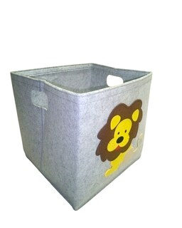 Foto 2 | Cesto Organizador De Ropa, Pañales O Juguetes Baby Room, Diseño Cuadrado León, Amarillo/café Y Gris.
