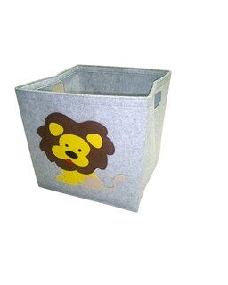 Foto 3 | Cesto Organizador De Ropa, Pañales O Juguetes Baby Room, Diseño Cuadrado León, Amarillo/café Y Gris.