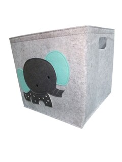 Foto 1 | Cesto Organizador De Ropa, Pañales O Juguetes Baby Room, Diseño Cuadrado Elefante Bebé, Verde/gris.