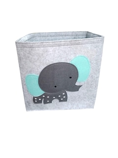 Foto 2 | Cesto Organizador De Ropa, Pañales O Juguetes Baby Room, Diseño Cuadrado Elefante Bebé, Verde/gris.