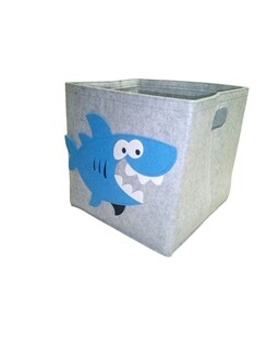 Foto 2 | Cesto Organizador De Ropa, Pañales O Juguetes Baby Room, Diseño Cuadrado Tiburón, Azul Blanco Y Gris.