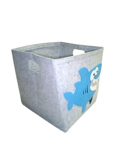 Foto 3 | Cesto Organizador De Ropa, Pañales O Juguetes Baby Room, Diseño Cuadrado Tiburón, Azul Blanco Y Gris.