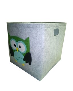 Foto 2 | Cesto Organizador De Ropa, Pañales O Juguetes Baby Room, Diseño Cuadrado Búho, Azul, Verde Y Gris.