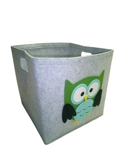 Foto 3 | Cesto Organizador De Ropa, Pañales O Juguetes Baby Room, Diseño Cuadrado Búho, Azul, Verde Y Gris.