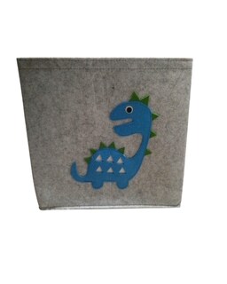 Foto 1 | Cesto Organizador De Ropa, Pañales O Juguetes Baby Room, Diseño Cuadrado Dinosaurio, Azul, Blanco Y Gris.