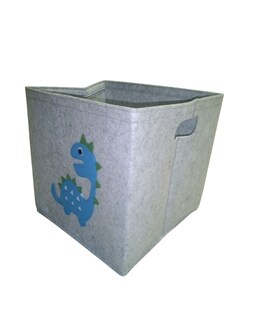 Foto 2 | Cesto Organizador De Ropa, Pañales O Juguetes Baby Room, Diseño Cuadrado Dinosaurio, Azul, Blanco Y Gris.