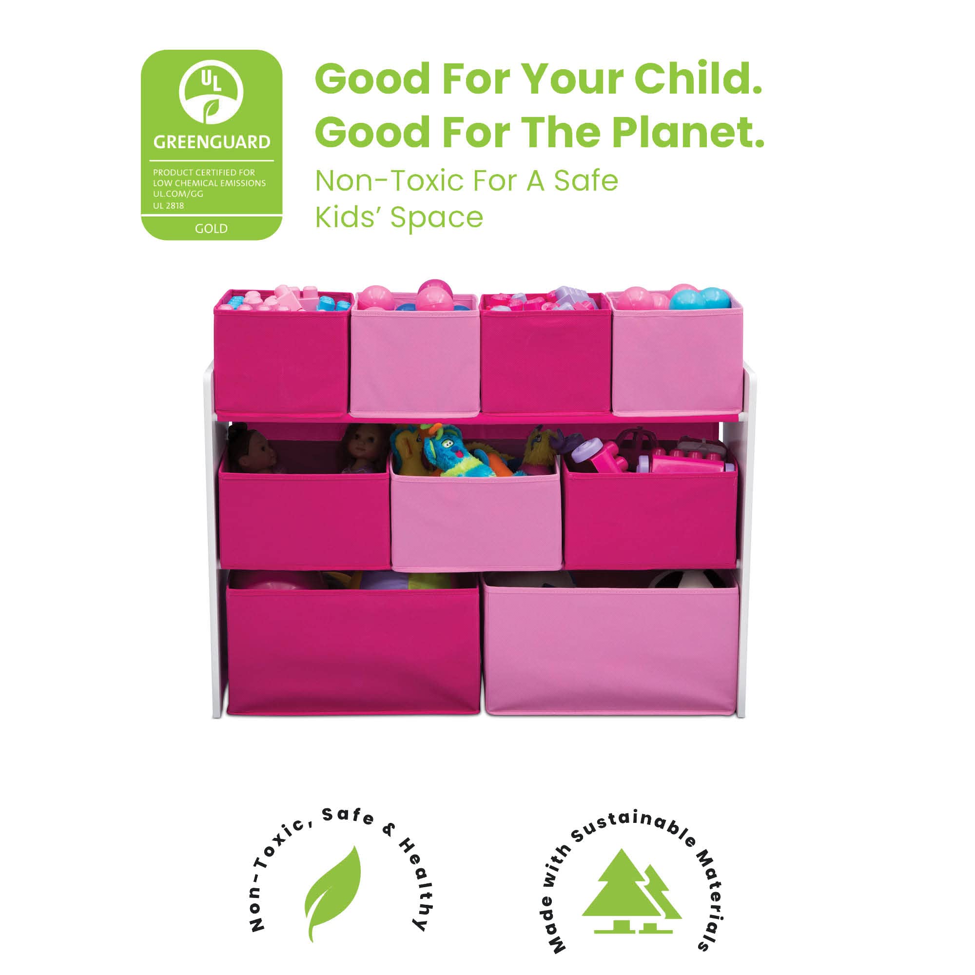 Foto 4 pulgar | Organizador De Juguetes Delta Children Deluxe Con Compartimentos Múltiples, Color Blanco Y Rosa - Venta Internacional.