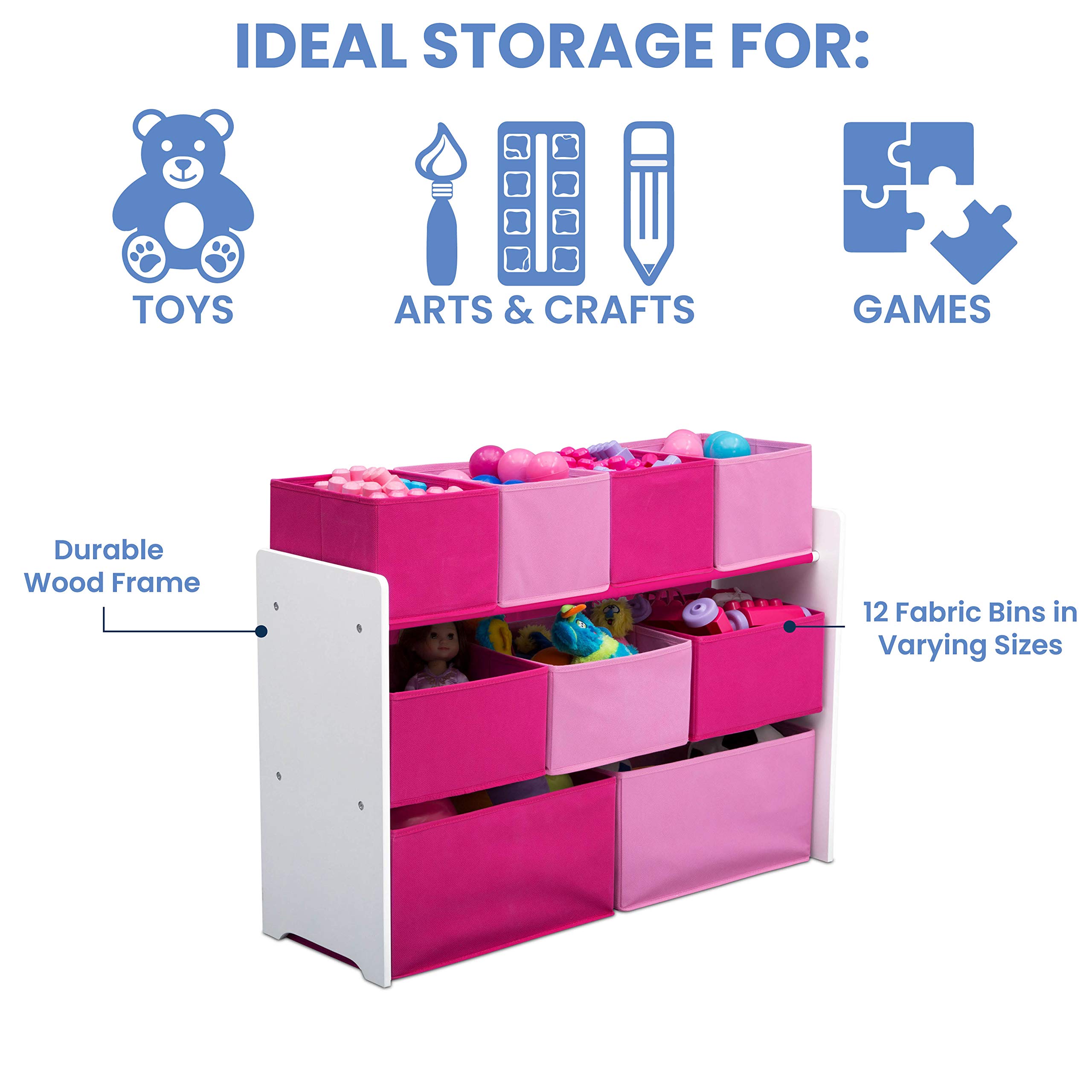 Foto 4 | Organizador De Juguetes Delta Children Deluxe Con Compartimentos Múltiples, Color Blanco Y Rosa - Venta Internacional.