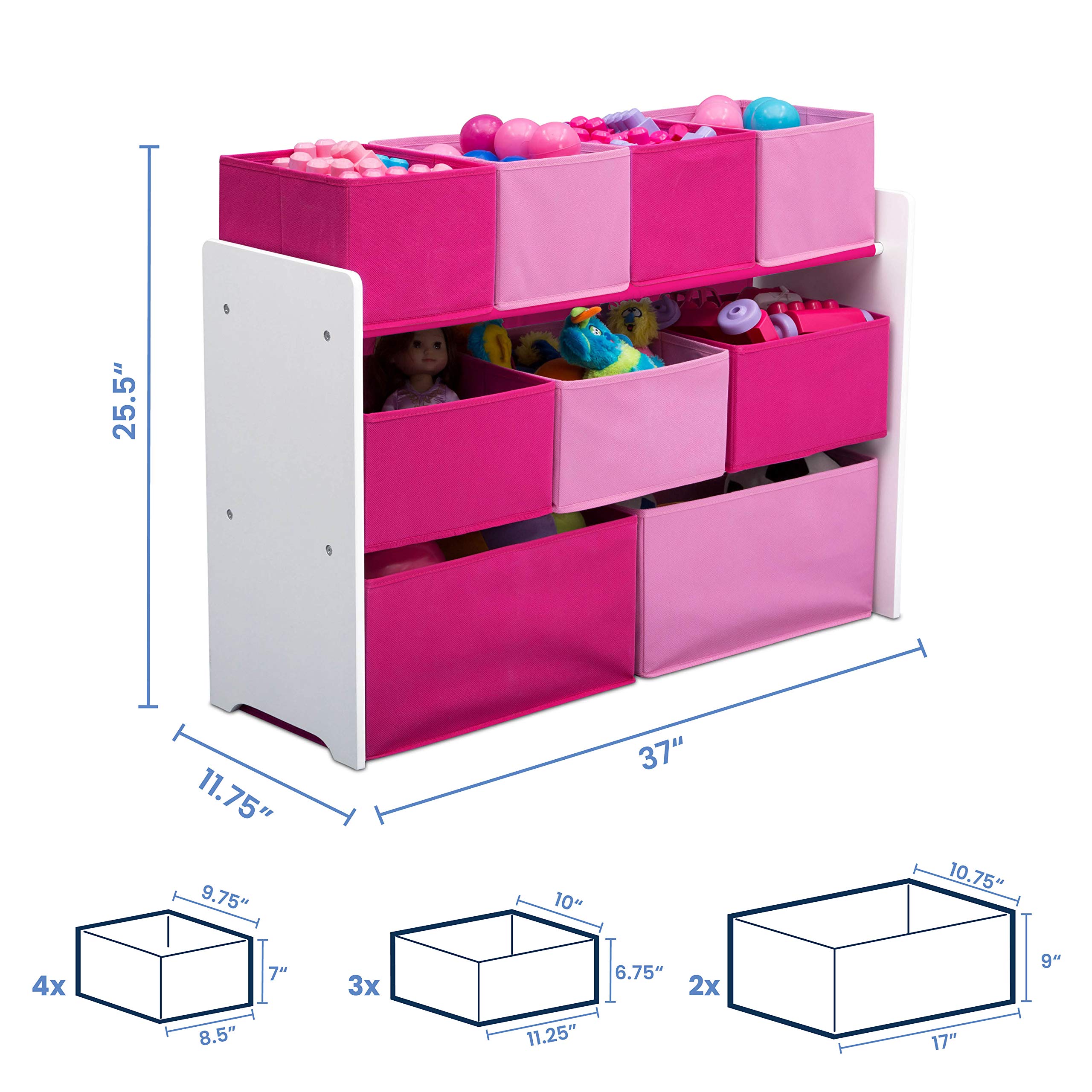Foto 5 | Organizador De Juguetes Delta Children Deluxe Con Compartimentos Múltiples, Color Blanco Y Rosa - Venta Internacional.