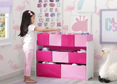 Foto 6 | Organizador De Juguetes Delta Children Deluxe Con Compartimentos Múltiples, Color Blanco Y Rosa - Venta Internacional.