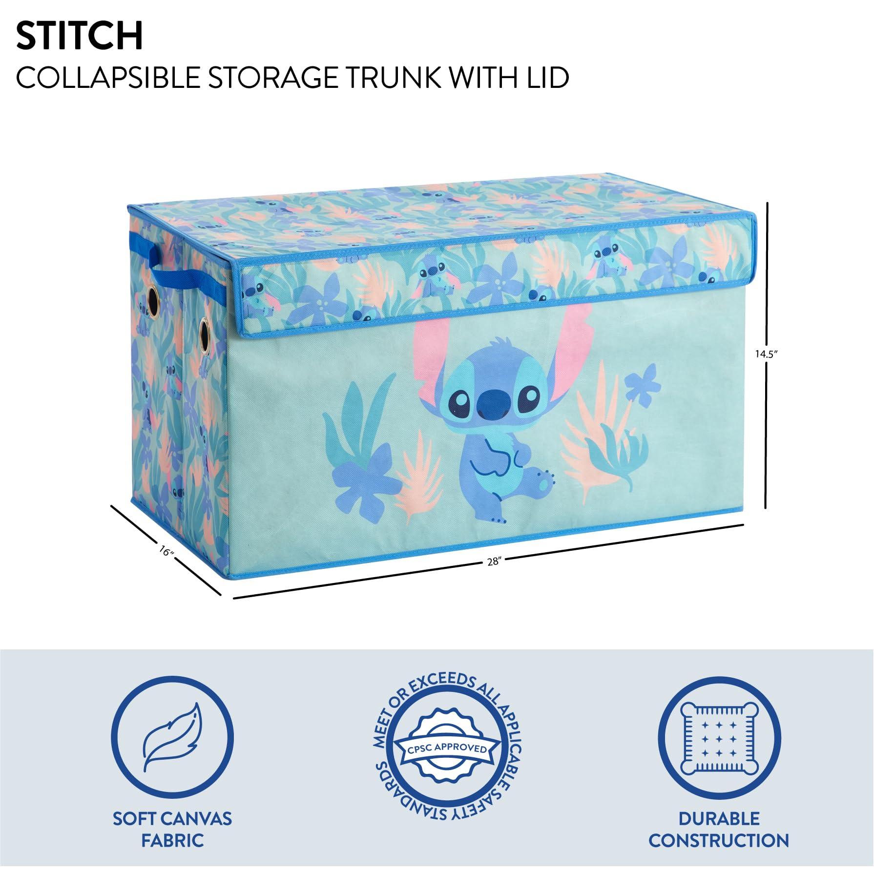 Foto 3 pulgar | Baúl De Almacenamiento Plegable Idea Nuova Disney Stitch 28,5 X 14,5 X 16 Cm - Venta Internacional.
