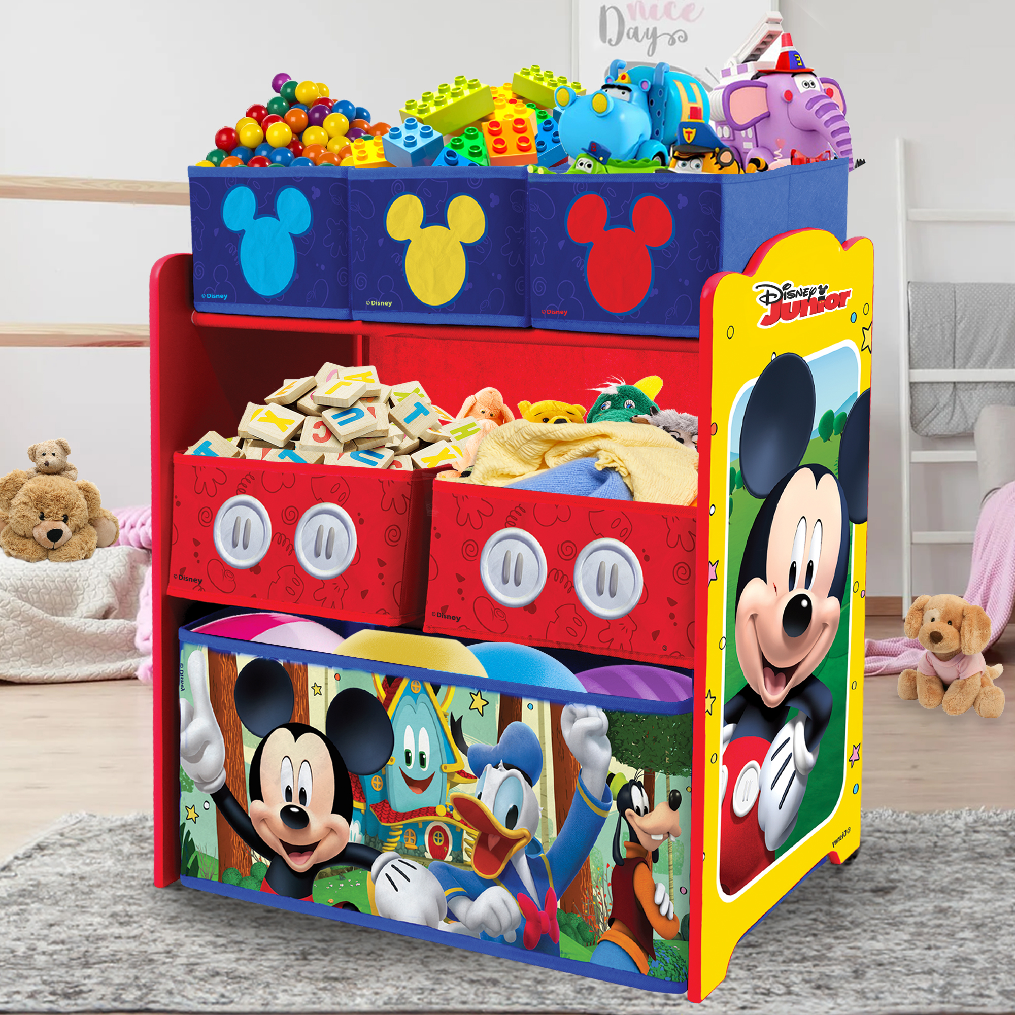 Foto 3 pulgar | Kids House Organizador De Juguetes De Madera De Disney Mickey Mouse, 6 Contenedores De Almancenamieto Extraibles Multi