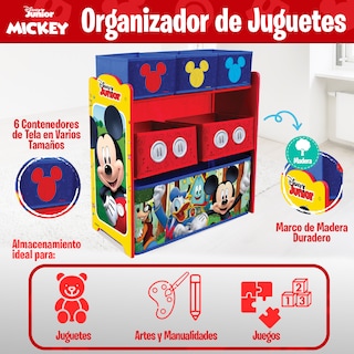 Foto 4 | Kids House Organizador De Juguetes De Madera De Disney Mickey Mouse, 6 Contenedores De Almancenamieto Extraibles Multi