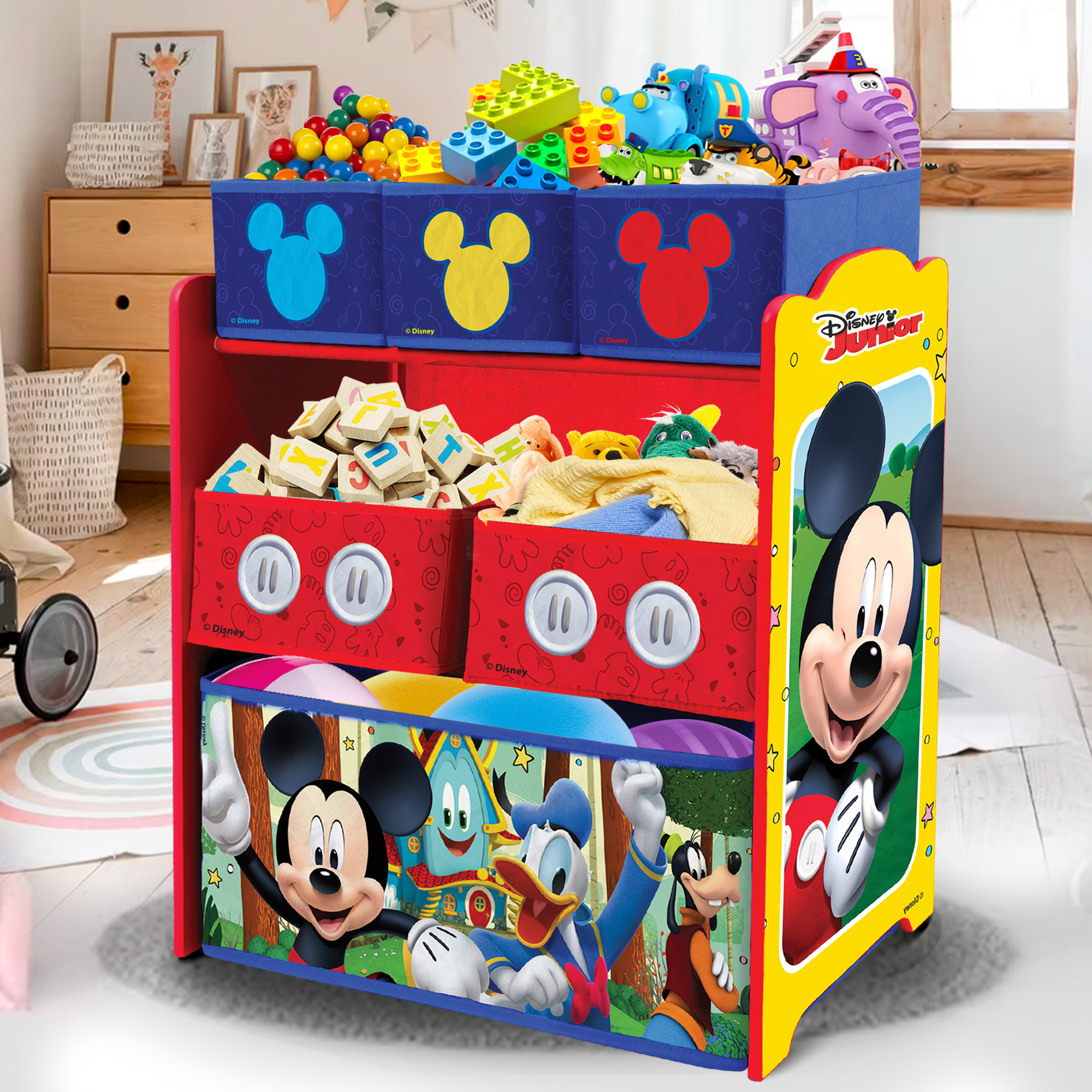 Foto 8 pulgar | Kids House Organizador De Juguetes De Madera De Disney Mickey Mouse, 6 Contenedores De Almancenamieto Extraibles Multi