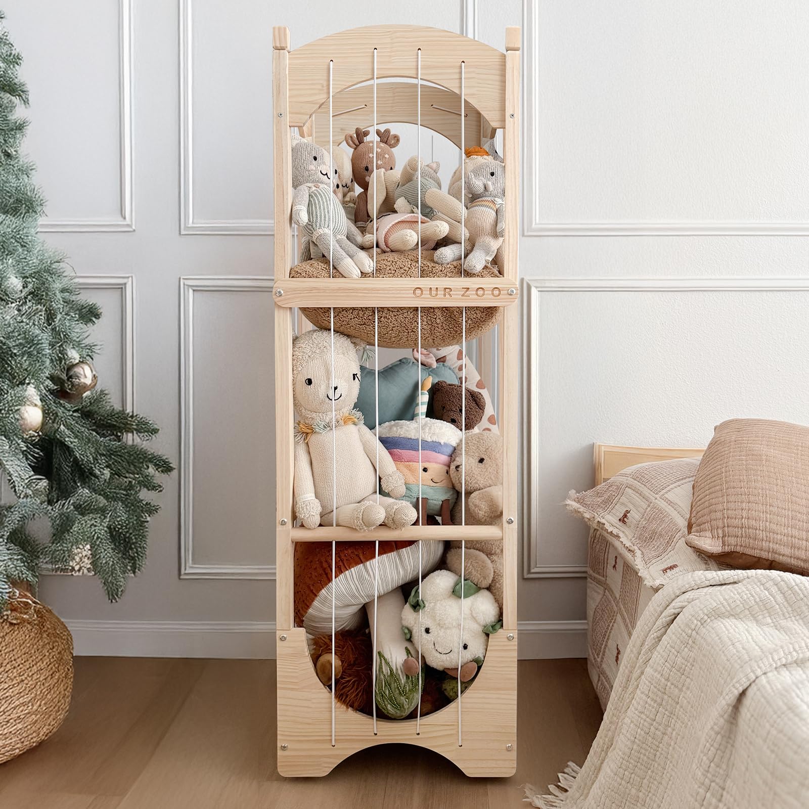 Foto 1 | Organizador De Almacenamiento De Animales De Peluche Fodoss De Madera Con Ruedas - Venta Internacional.
