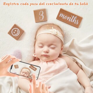 Foto 2 | Cubos Bloques Madera P/tomar Fotos De Días Meses Años A Bebé Eo Safe Importsesi-21070 Marron