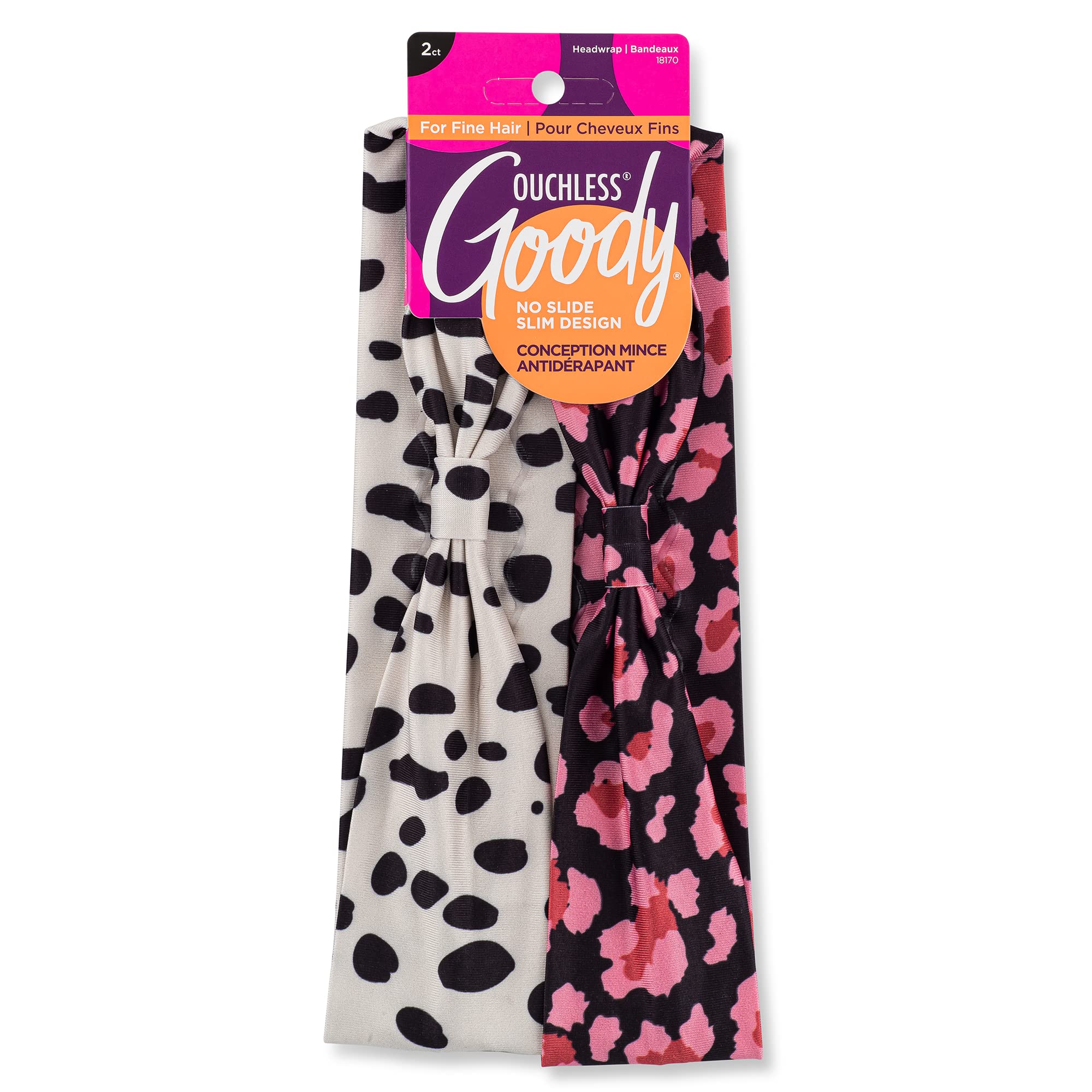 Headwraps Goody De Perfil Bajo Para Cabello Fino, 2 Guepardos - Venta Internacional.