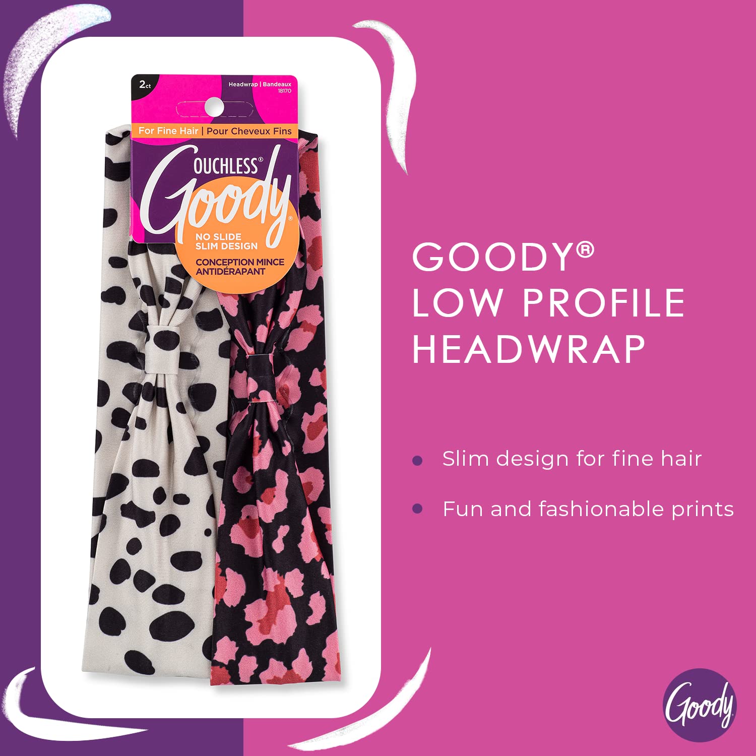 Foto 3 pulgar | Headwraps Goody De Perfil Bajo Para Cabello Fino, 2 Guepardos - Venta Internacional.