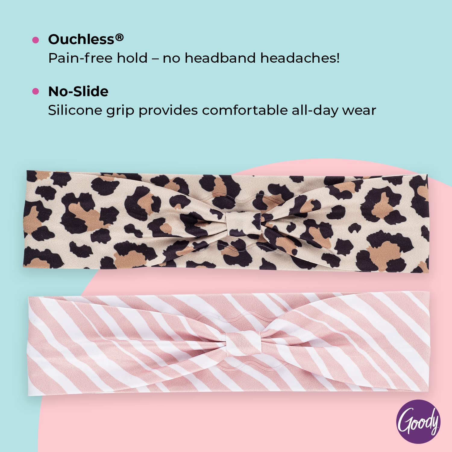 Foto 4 pulgar | Headwraps Goody Low Profile Para Cabello Fino, 2 Guepardos Y Rayas - Venta Internacional.
