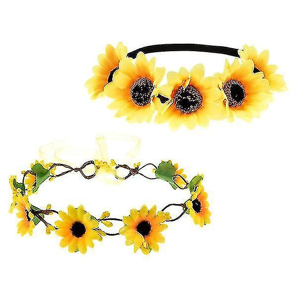 Foto 3 pulgar | Diademas Huoguo  Corona Elástica De Girasoles Bohemios  2 Unidades - Venta Internacional.