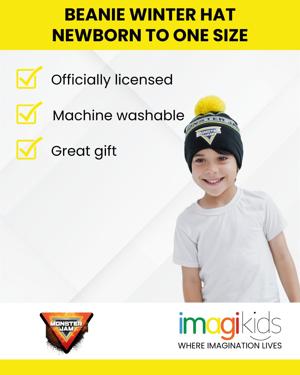 Foto 3 pulgar | Gorro De Invierno Beanie Con El Logotipo De Monster Jam, Negro/amarillo, Para Niños Pequeños - Venta Internacional.