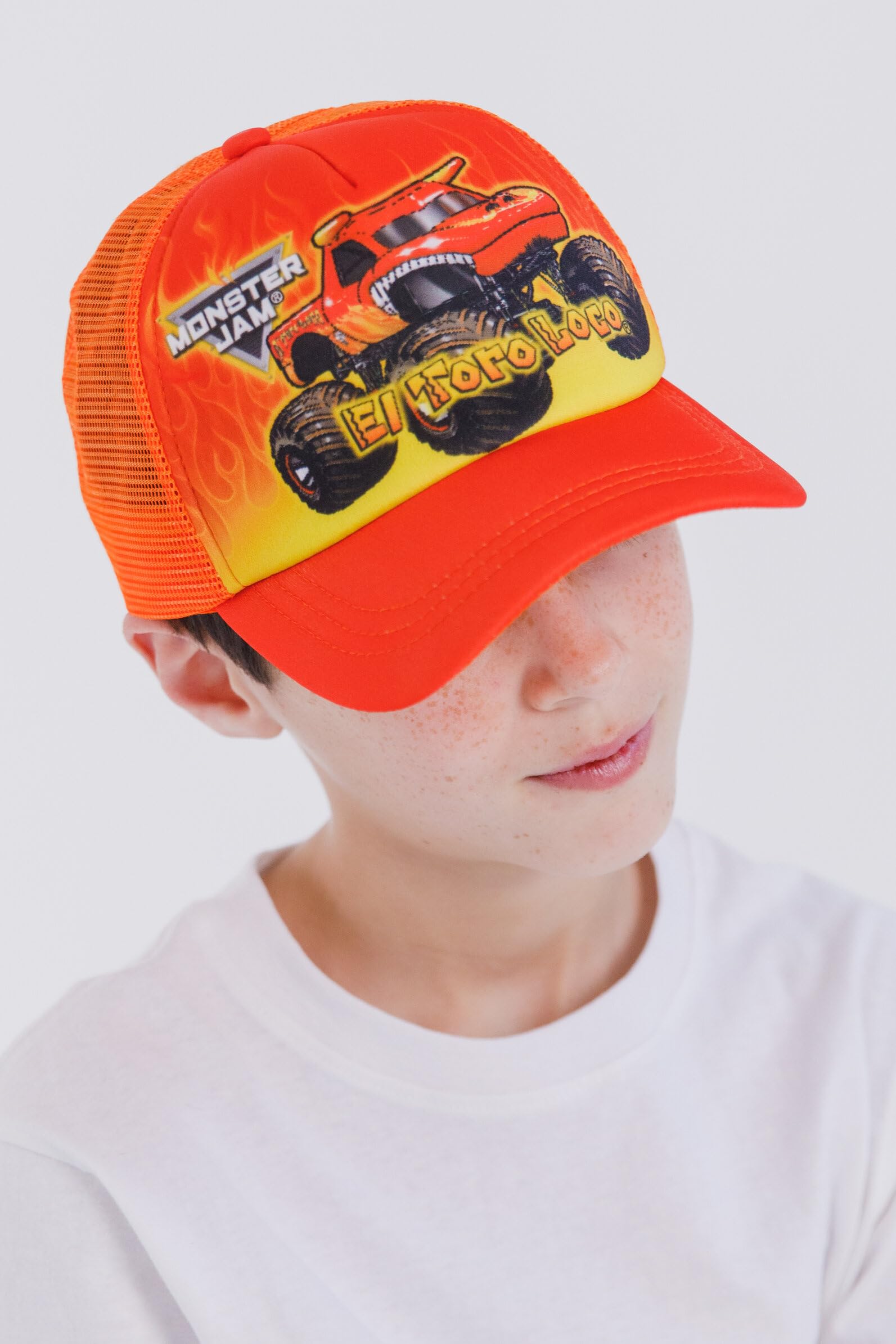 Foto 4 pulgar | Gorra De Béisbol Monster Jam El Toro Loco Naranja Para Niños Pequeños - Venta Internacional.
