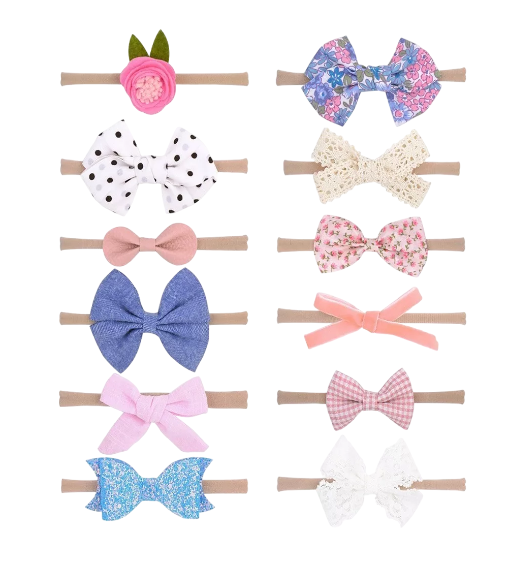 Diademas Elásticas para Bebés Y Niñas 12 Piezas Multicolor