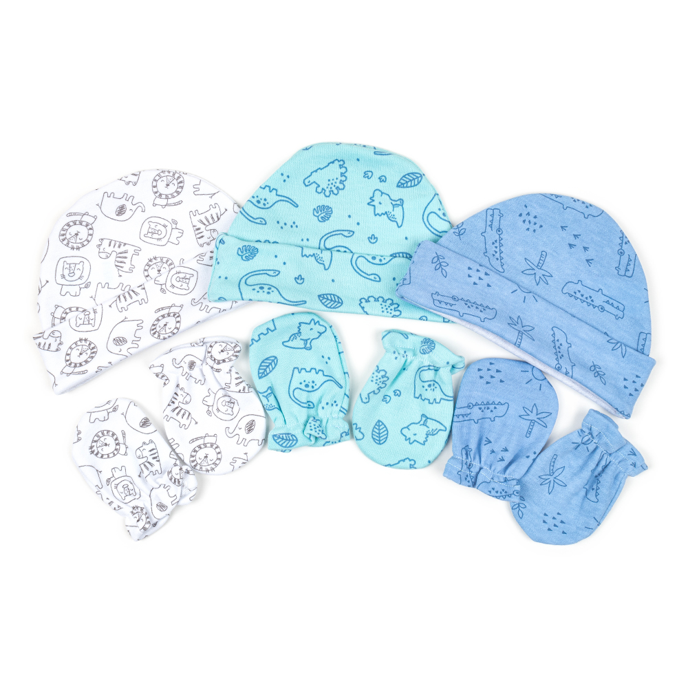 Set Gorrito Y Manoplas Baby Mink Bm11M Azul 3 Pzas