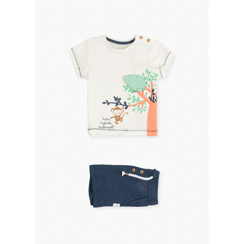 Conjunto de Camiseta Manga Corta y Bermuda Losan 217-8018AL para Bebé Niño