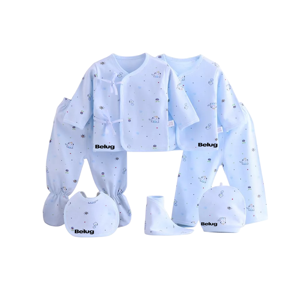 Set De Bienvenida Para Recién Nacido Belug 7 Piezas Blue Elephant