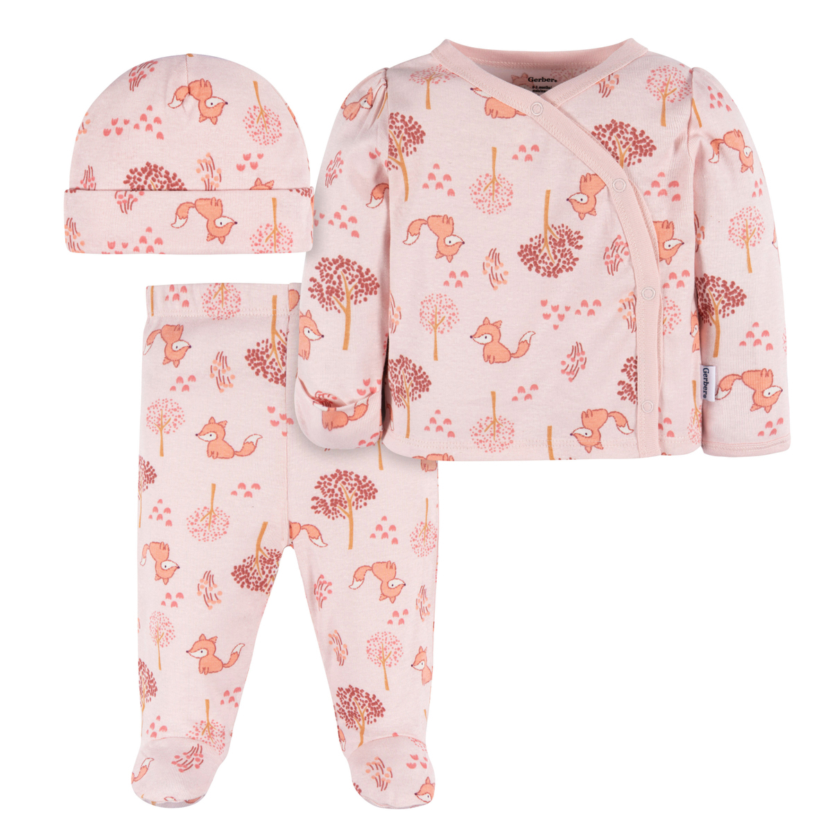 Conjunto Gerber Essentials Bebé Set 3 Pzs Rosa 0 A 6 Meses
