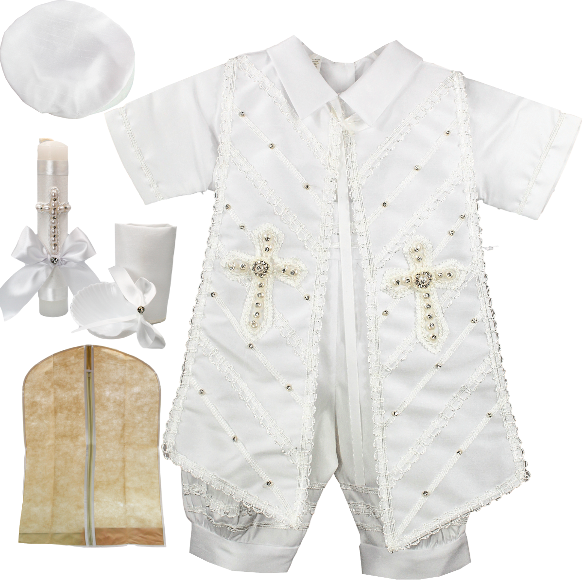 Foto 2 pulgar | Traje Ropon Bautizo Niño + Kit Vela Trajecito Bebé Vaticano