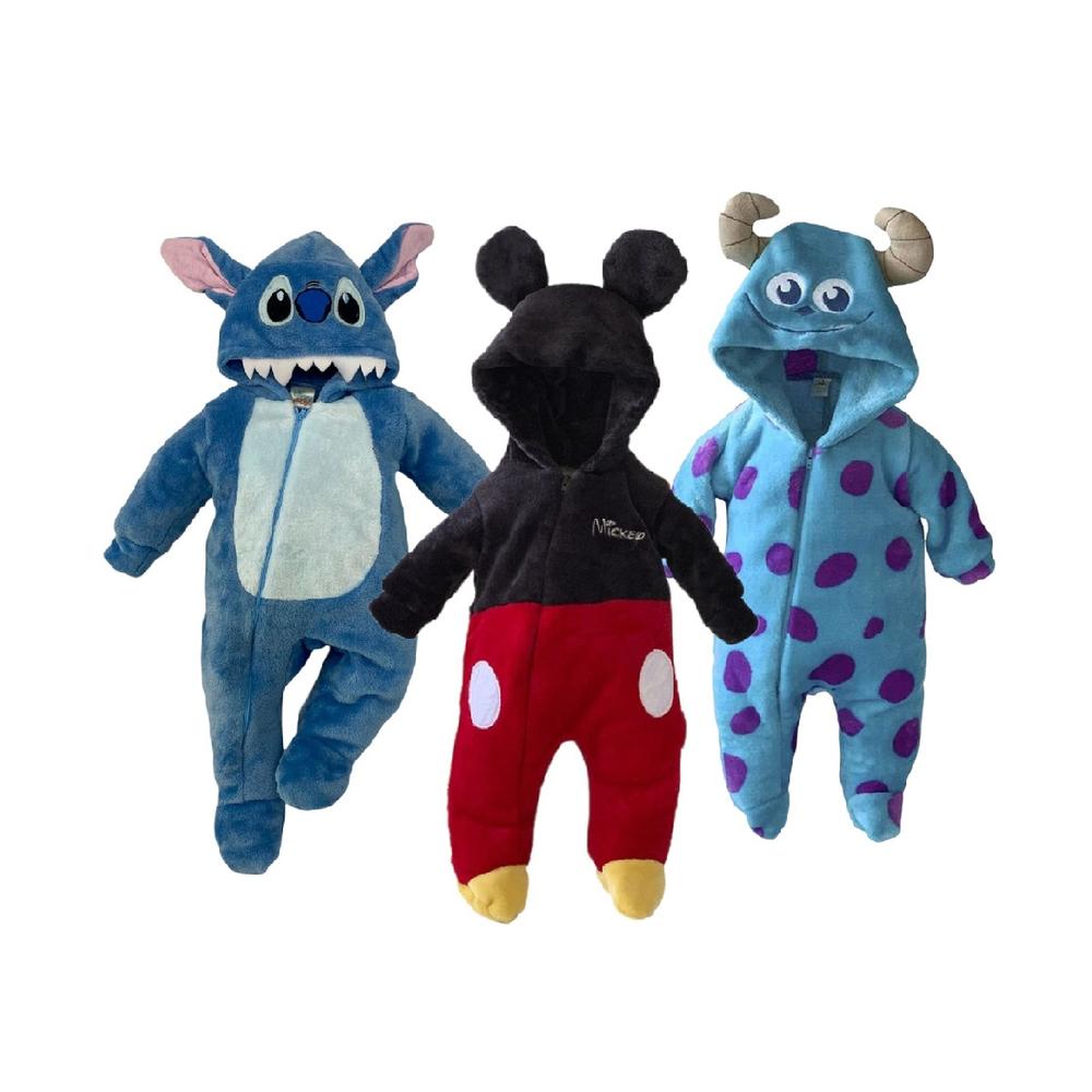 Foto 2 pulgar | Kit 3 Mamelucos Disney Stitch + Mickey + Sulley