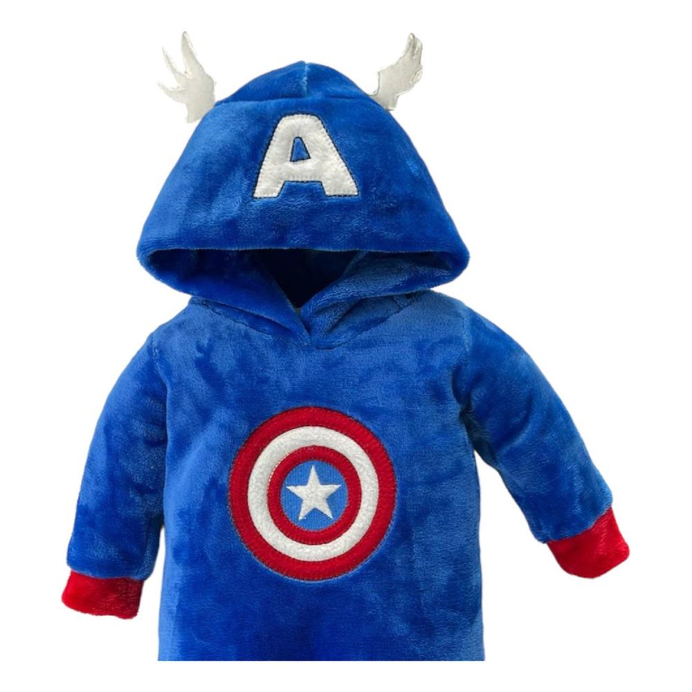 Foto 4 pulgar | Mameluco Marvel con Gorro Bordado Capitán América color Azul