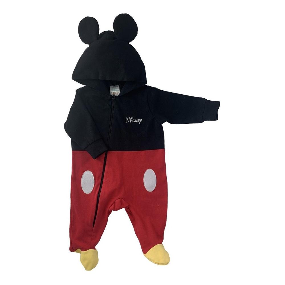 Mameluco Algodón con Gorro Bordado Disney Mickey Rojo para Bebé