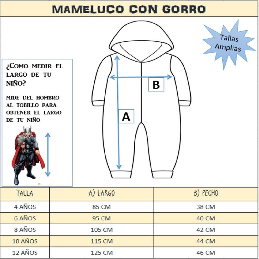 Foto 5 pulgar | Mameluco Marvel con Gorro Bordado Thor Azul