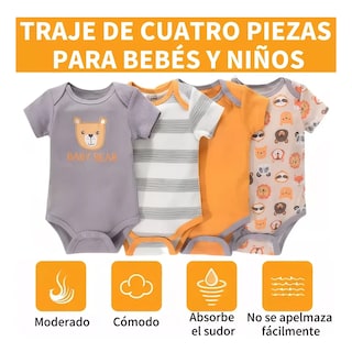 Foto 4 | Pañaleros 4 Piezas De Manga Corta 9 Meses Eo Safe Imports Esi-21212 Multicolor