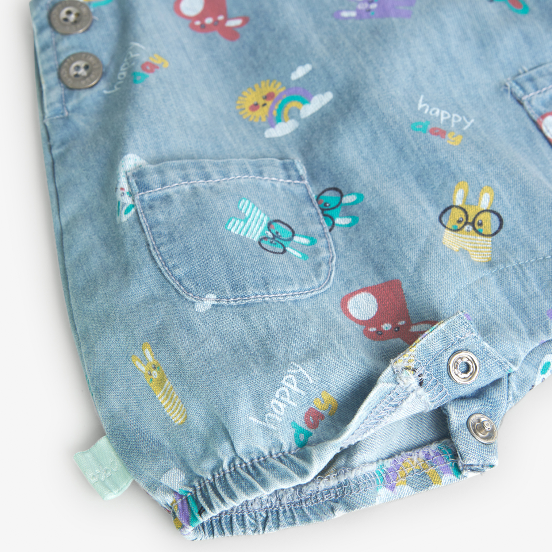 Foto 3 | Overol Denim Boboli con Estampado Conejitos para Bebé