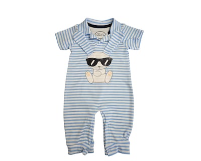 Foto 2 | Conjunto Para Niño Colate Conejo Lineas Azules Cuello Polo