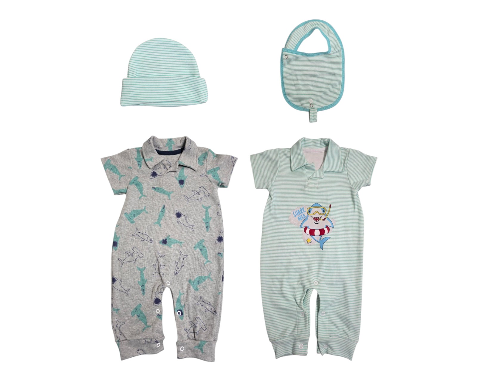 Conjunto Para Niño Colate Tiburones Verde Cuello Polo
