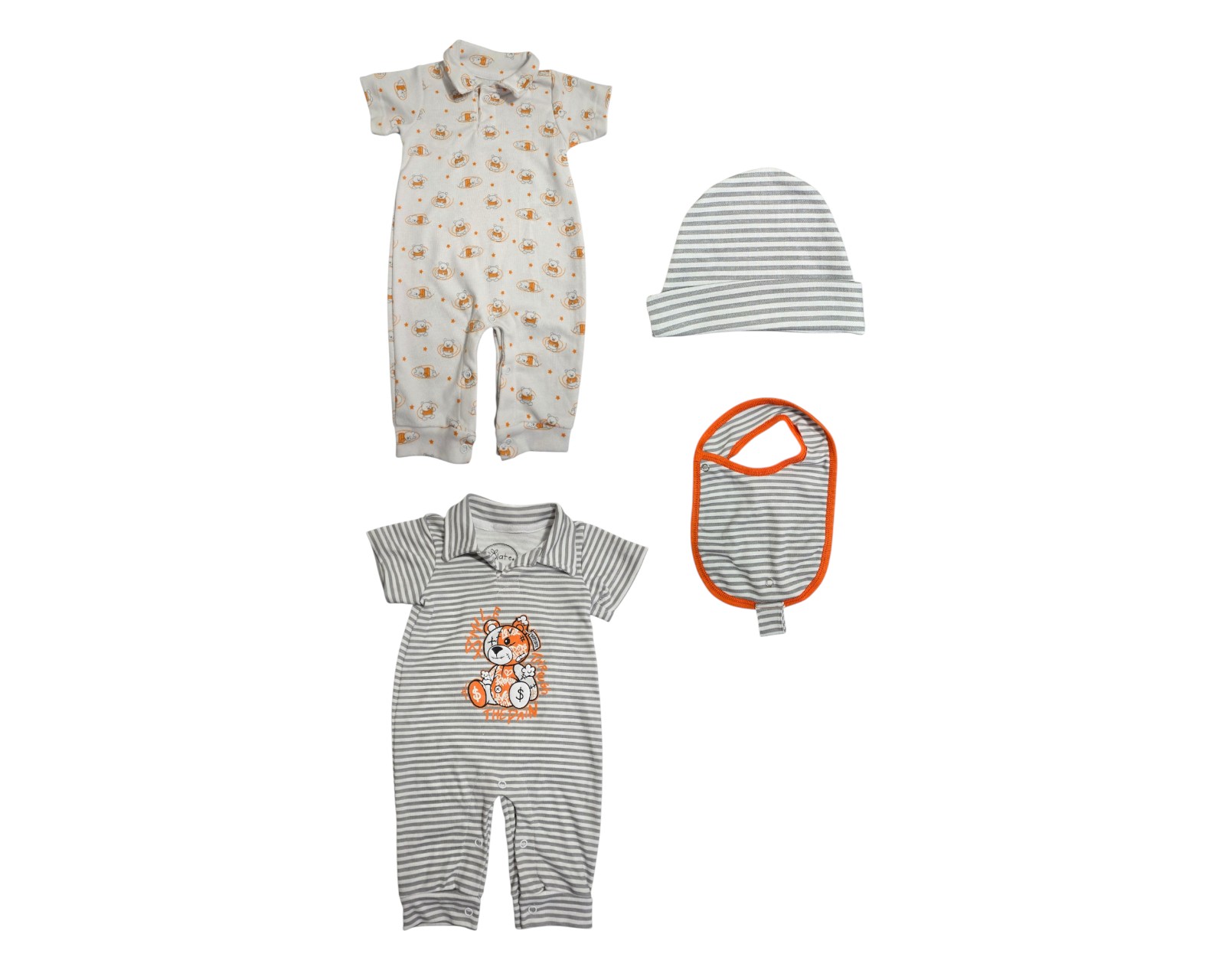 Conjunto Para Niño Colate Oso Grafiti Gris Cuello Polo
