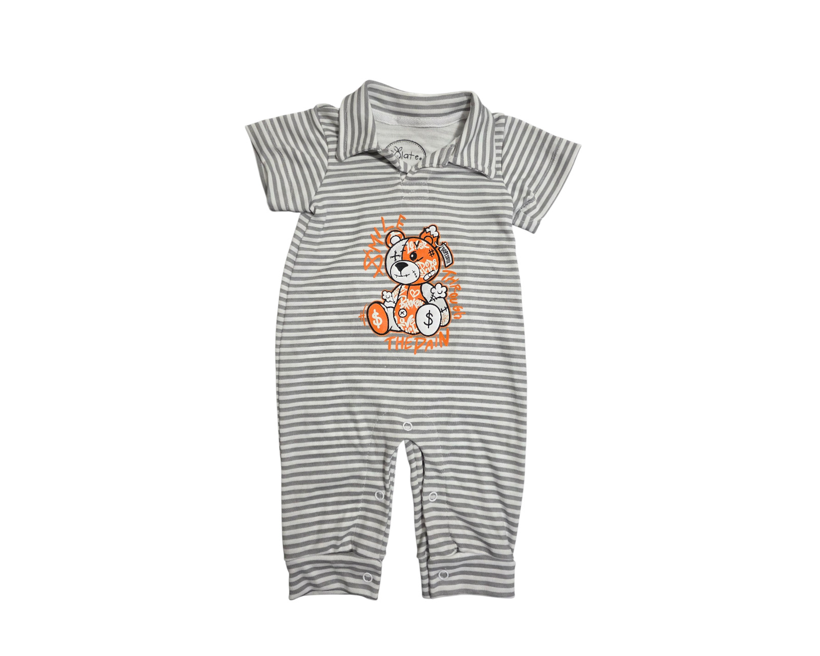 Foto 3 pulgar | Conjunto Para Niño Colate Oso Grafiti Gris Cuello Polo