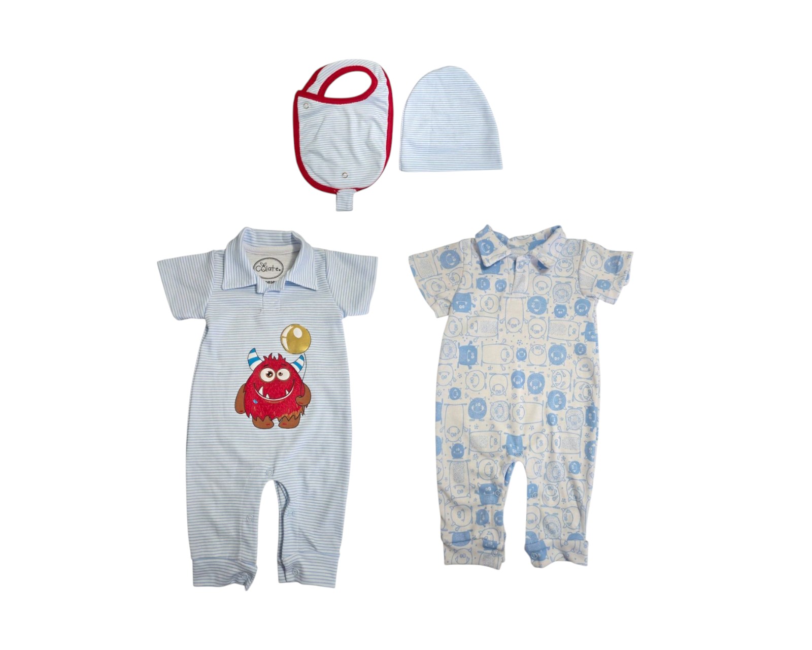 Conjunto Para Niño Colate Monstruos Azul Cuello Polo