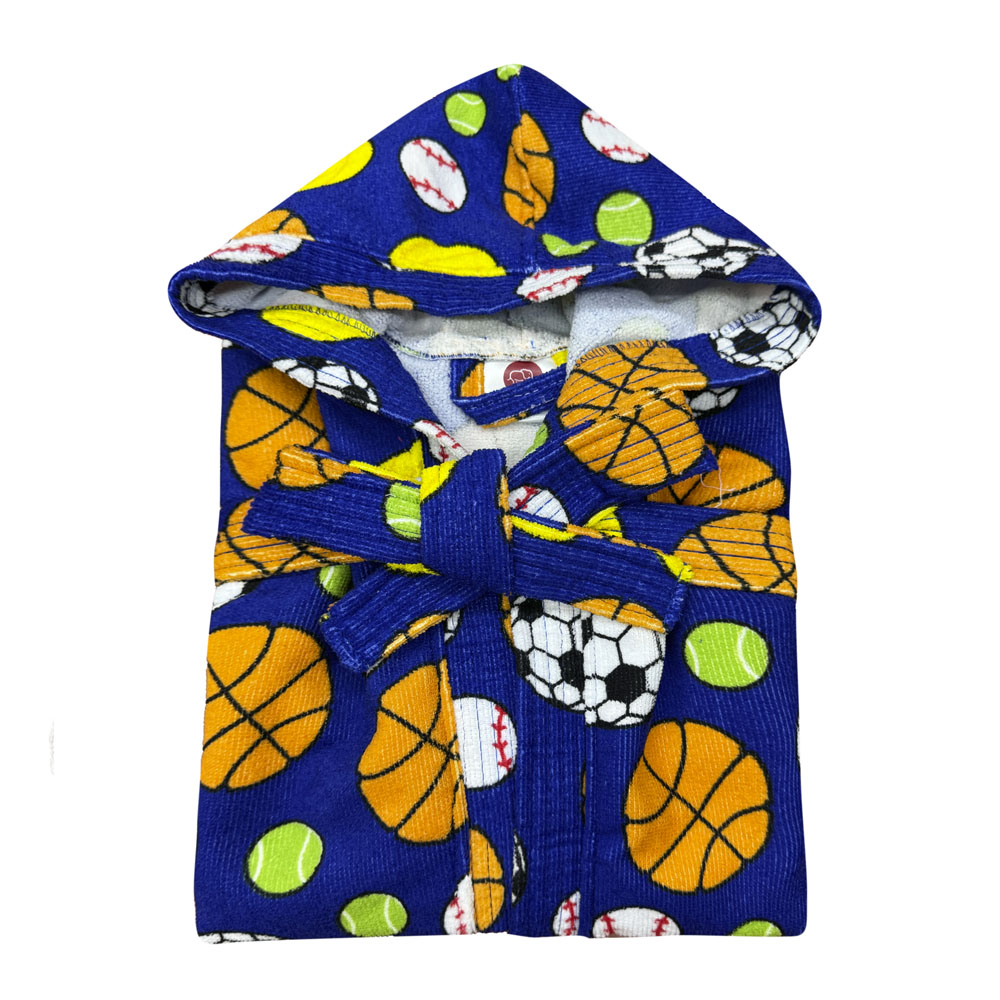 Foto 4 | Bata De Baño Infantil Con Gorro Azul Futbol 4-6
