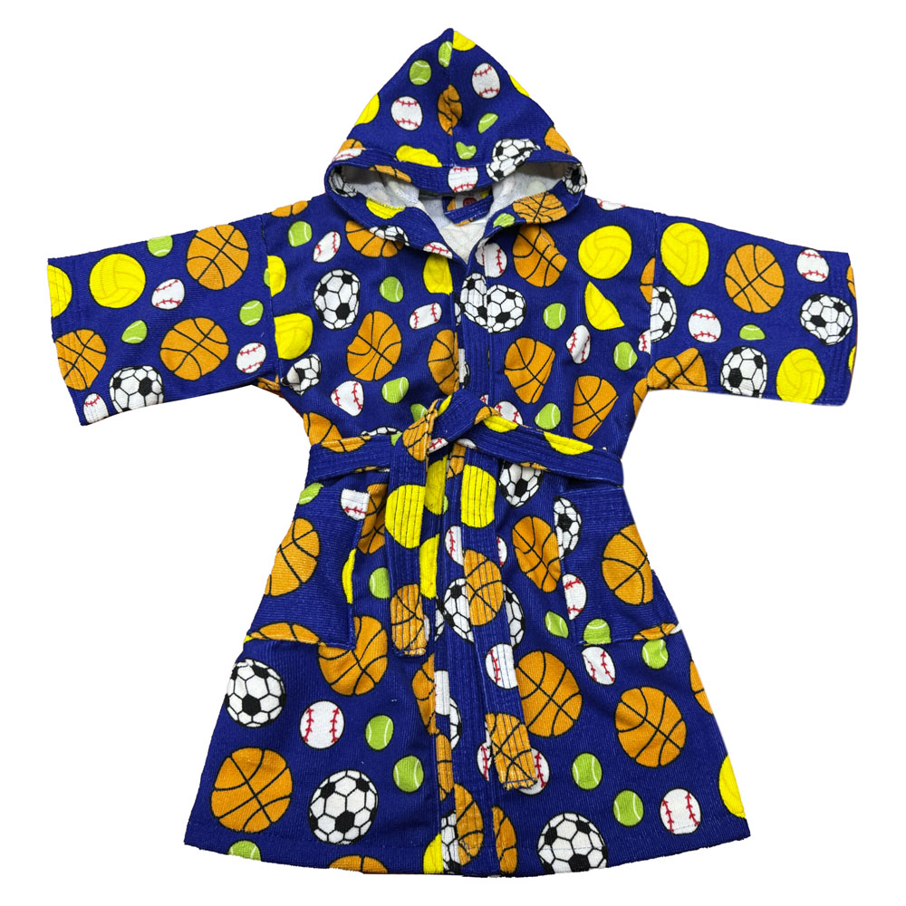 Foto 2 pulgar | Bata De Baño Infantil Con Gorro Azul Futbol 6-8